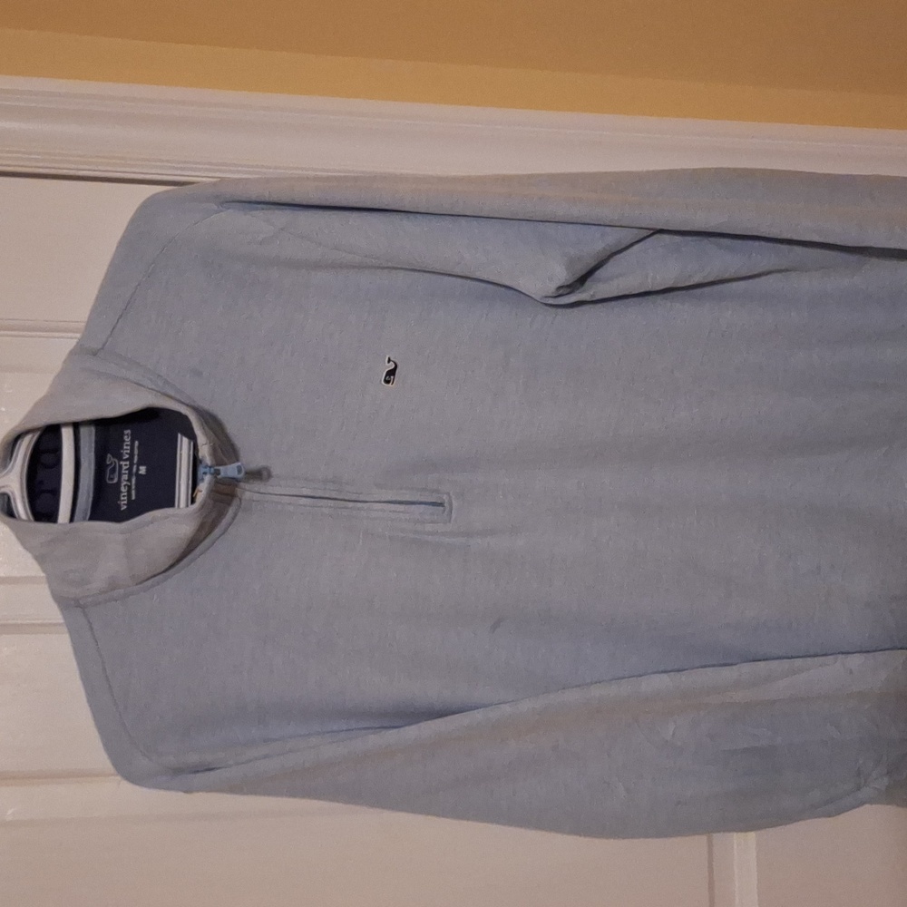 Vineyard Vines Men's Zip-Up Sweater in Soft Blue